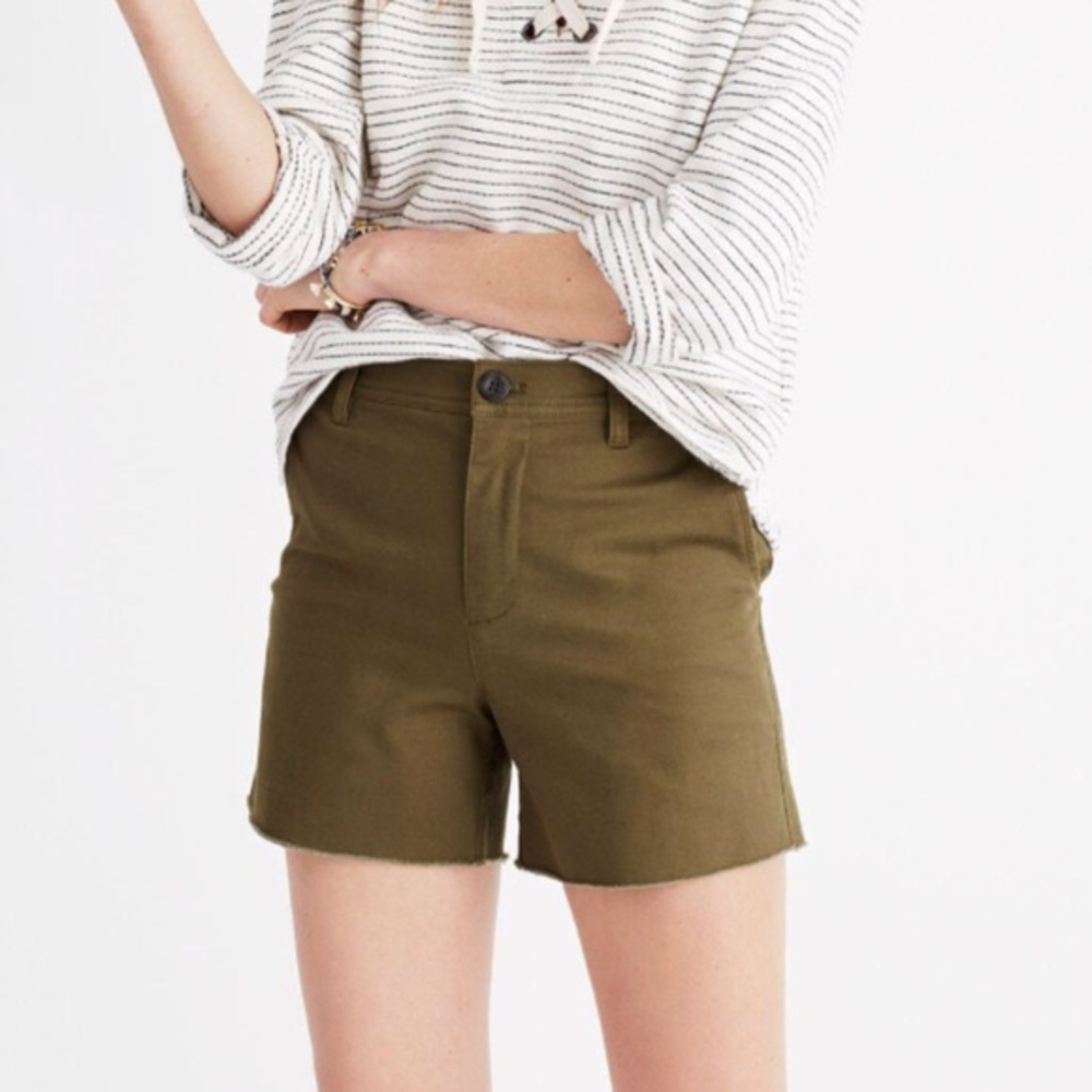 Madewell High Rise Twill Shorts Olive